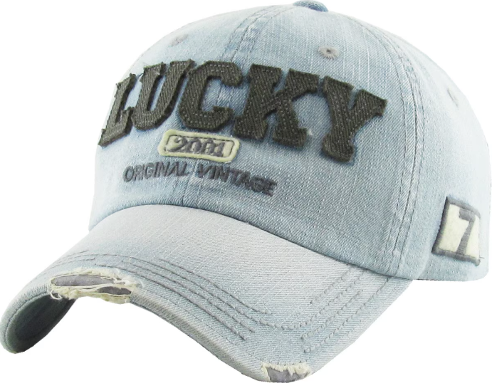 Vintage Baseball Cap Distressed for Women Outdoor Adjustable Caps Blue