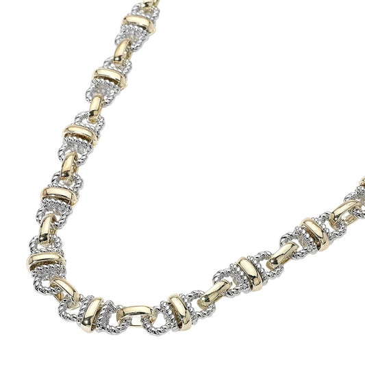 Silver and Gold Mixed Metal Chunky Twisted Link Statement Chain Necklace