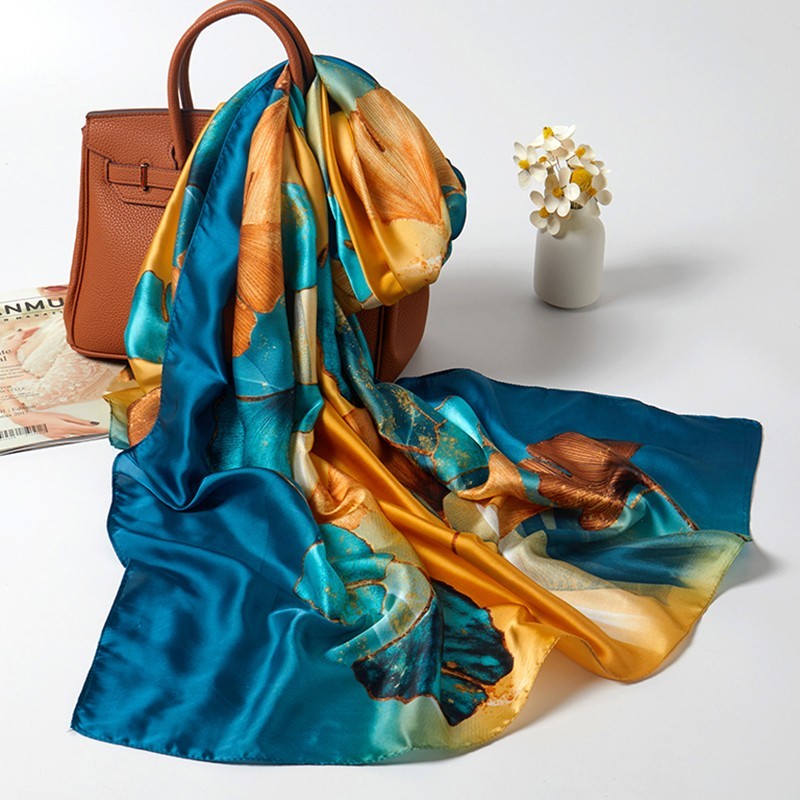 Women's Spring Scarf Large Floral Print Color Splash Soft Polyester Shawl Wrap