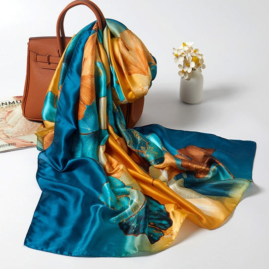 Women's Spring Scarf Large Floral Print Color Splash Soft Polyester Shawl Wrap