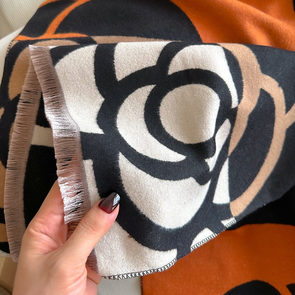 Women’s Oversized Floral Print Scarf Wrap Shawl Soft Warm Winter Blanket Cape