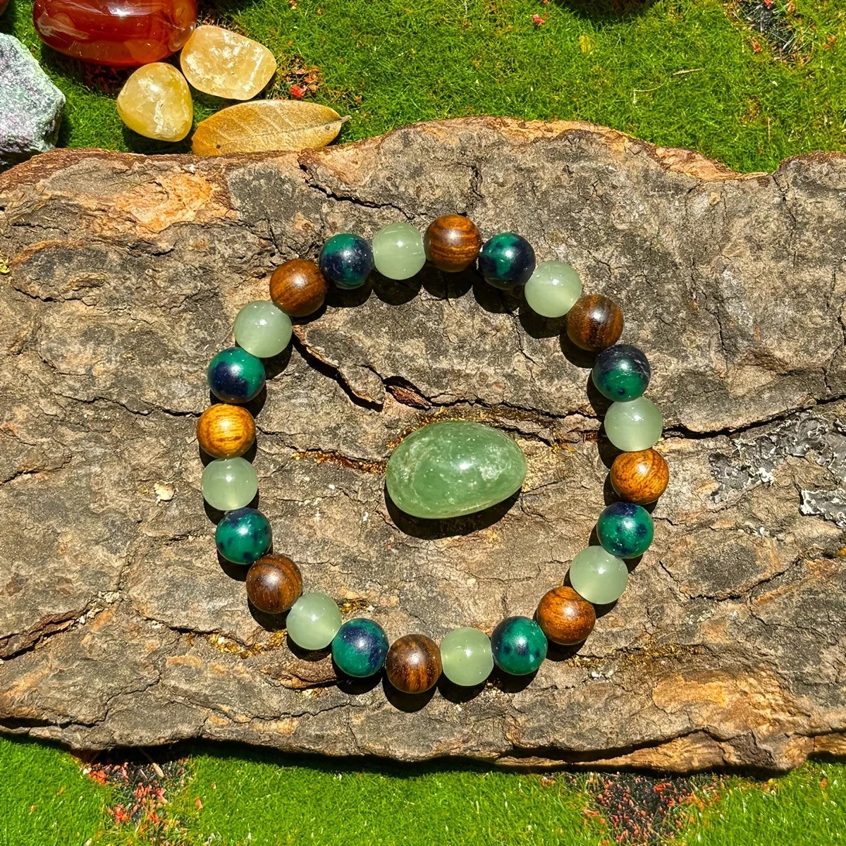 Attract Wealth & Prosperity Natural Stone Wooden Beads Handmade Bracelet Unisex