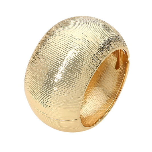 Textured Metal Hinged Bangle Bracelet Classic Fashion Jewelry for Women