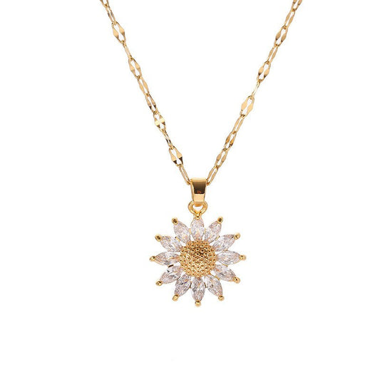 Dainty Sunflower Necklace  Gold Plated Flower Pendant Jewelry Gift for Her