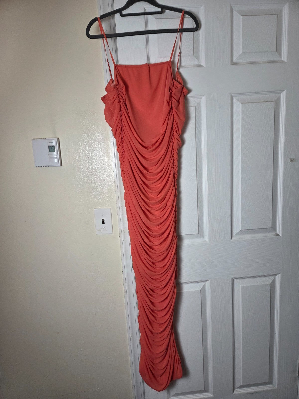 Orange Sleeveless Maxi Dress for Women Cascading Fabric Lined Gown Elegant Wear