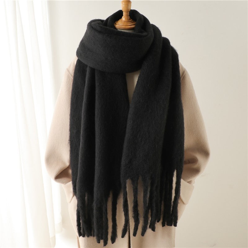 Womens Winter Cashmere Feel Pashmina Scarf  Black  Warm Blanket Wrap Unisex