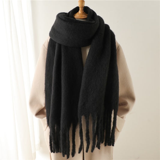 Womens Winter Cashmere Feel Pashmina Scarf  Black  Warm Blanket Wrap Unisex