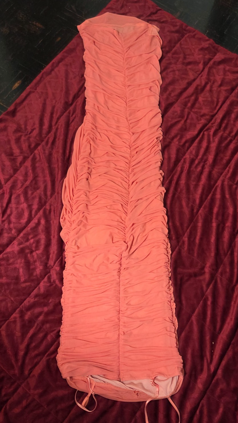 Orange Sleeveless Maxi Dress for Women Cascading Fabric Lined Gown Elegant Wear