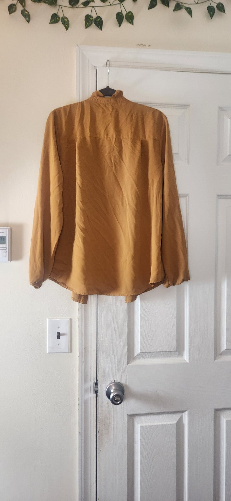 BAR III Mustard Ruffle Front Button Blouse Women’s Long Sleeve Chic Work Top