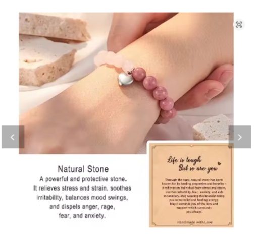 "Life is Tough But So Are You" Crystal Healing Bracelet Gift for Women Jewelry