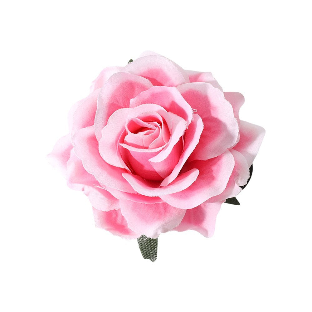 Red & Pink Rose Flower Brooch Hair Clip Headband Bracelet Set - 2pcs