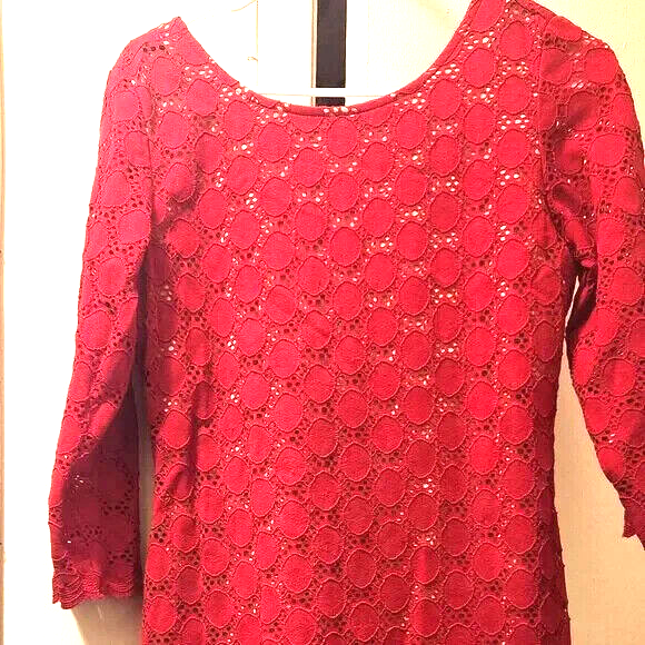 Lace Overlay  Long Sleeved Midi Dress for Women Formal Red Dresses for Ladies 