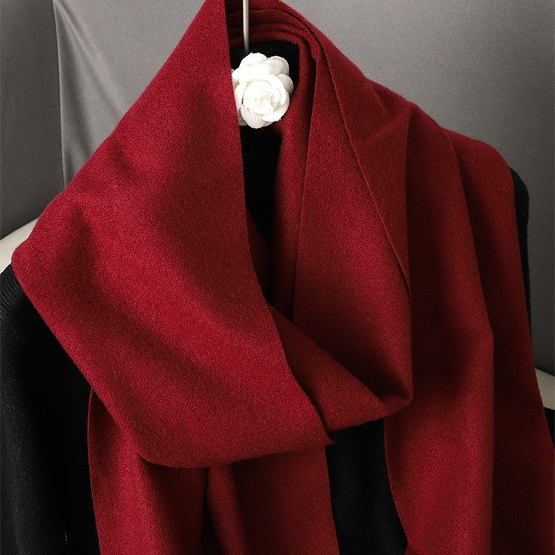 Super Soft Cashmere Feel Acrylic Scarf Wrap Burgundy Red Long Fringe