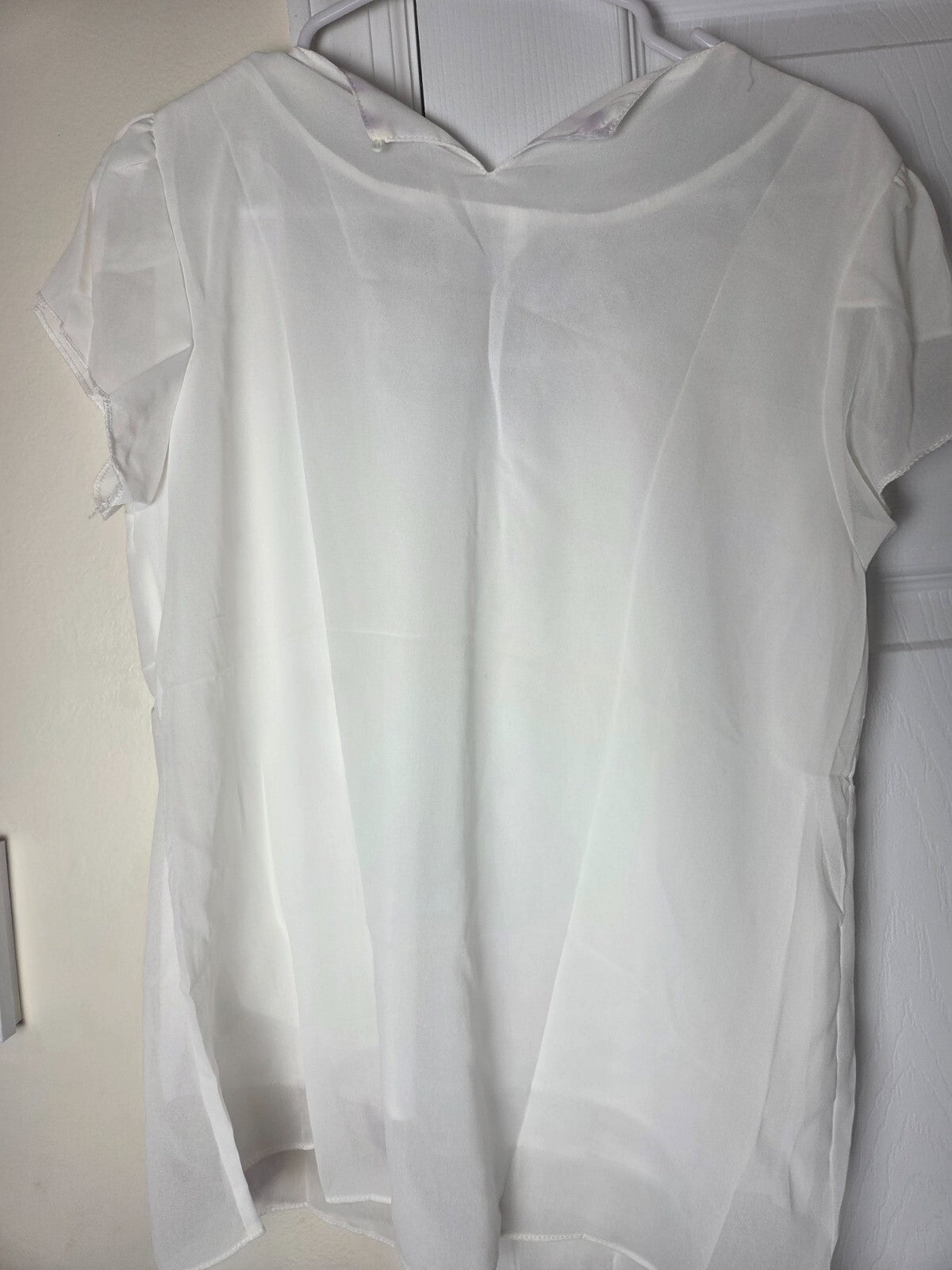 Studded Neckline Chiffon Blouse for Women Size XL Lightweight Sheer Top Ladies