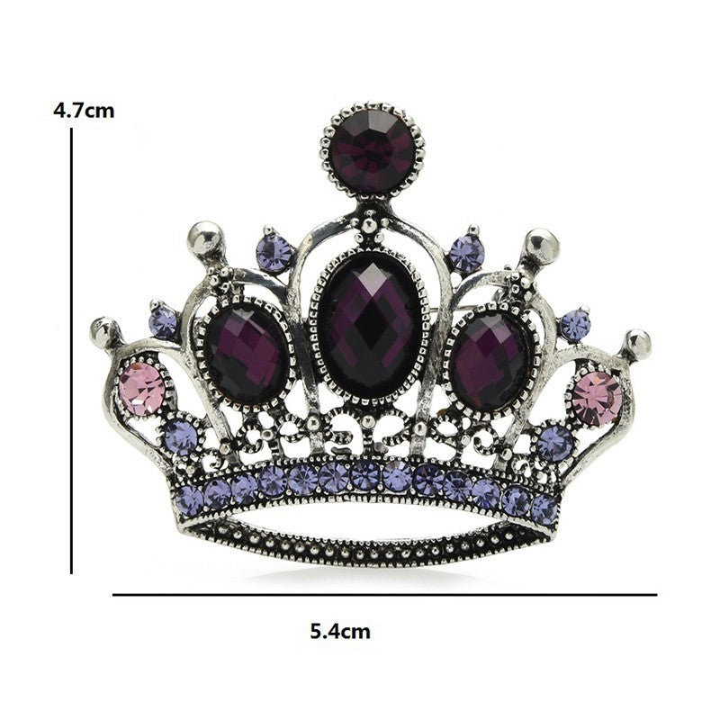 Crown Brooch Pin Rhinestone Queen Vintage-Inspired Jewelry for Women Men Pins