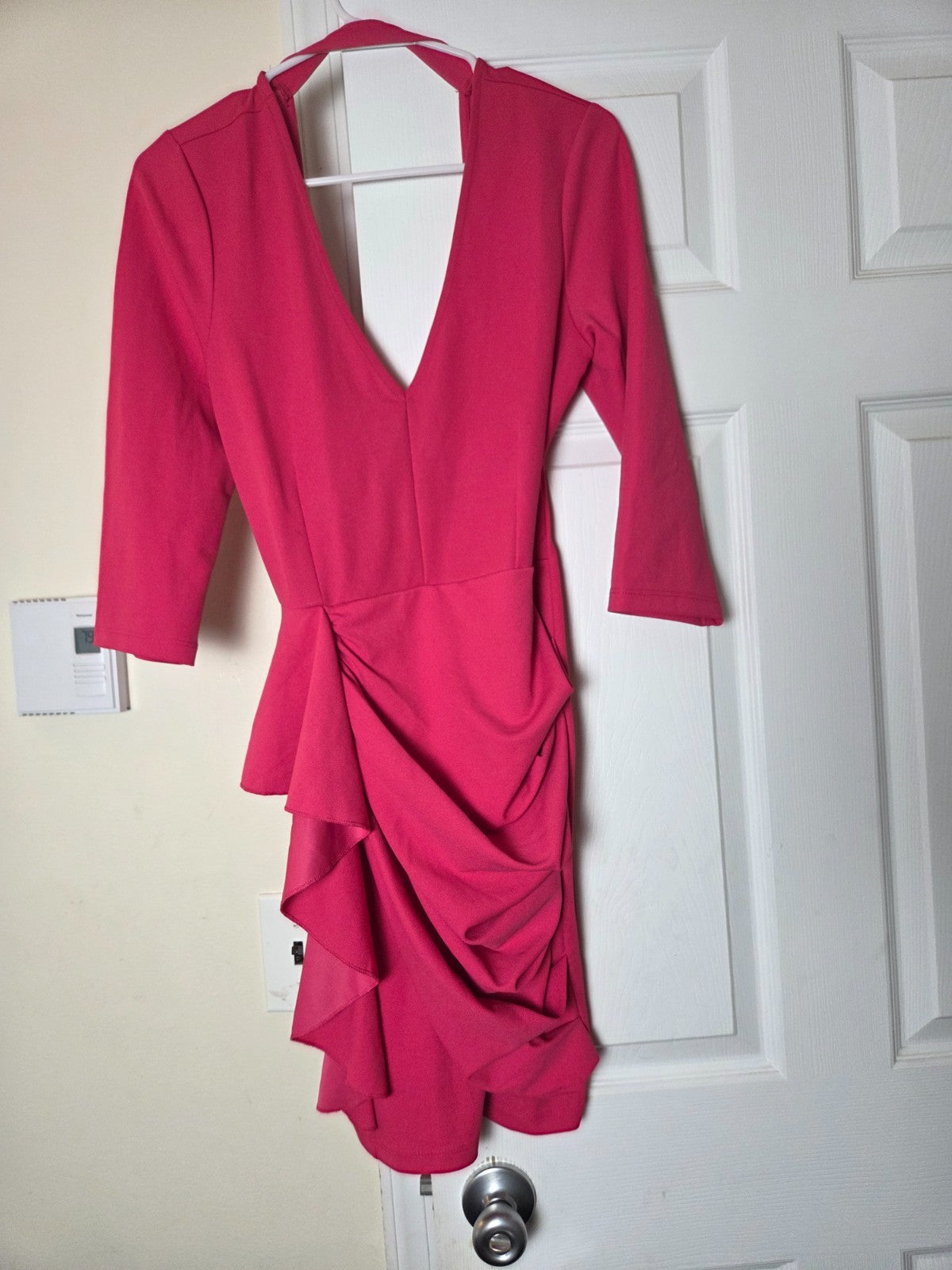 Venus Ruffled Hem Off Shoulder Dress for Women Pink Wedding Guest Dresses Medium