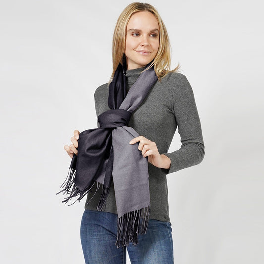 Reversible Solid Shawl Wrap Oblong Scarf for Women Soft Lightweight Two Tone
