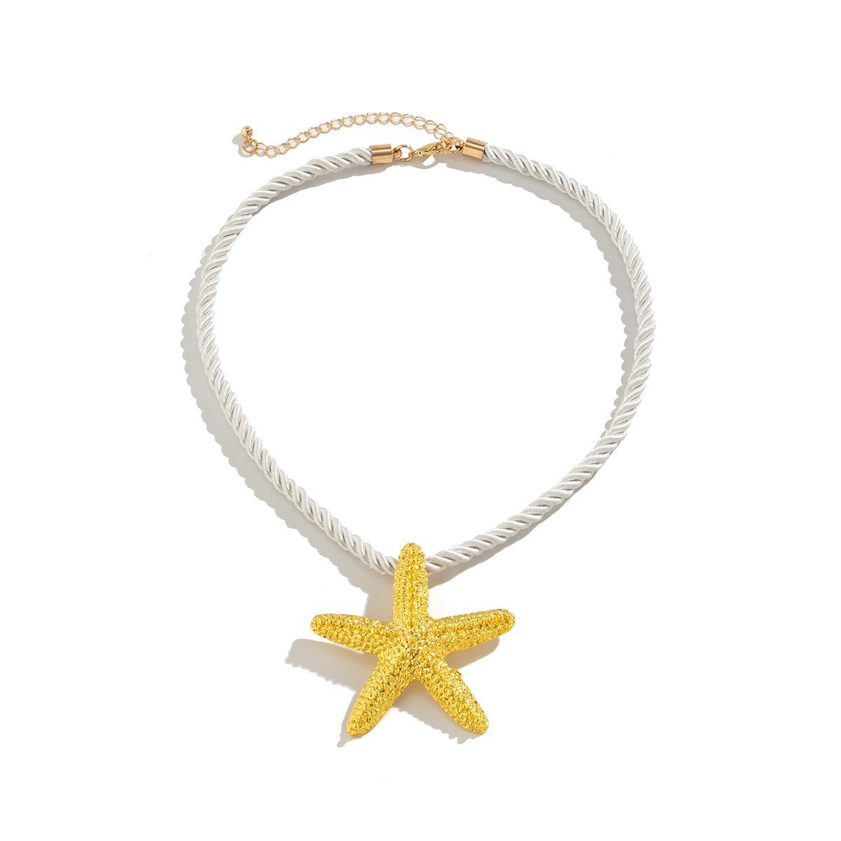 Gold Starfish Necklace White Rope Chain Beach Jewelry for Women Summer Fashion