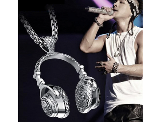 Cool Music Headphone Pendant Necklace for Couples Men Women Hip Hop Gift