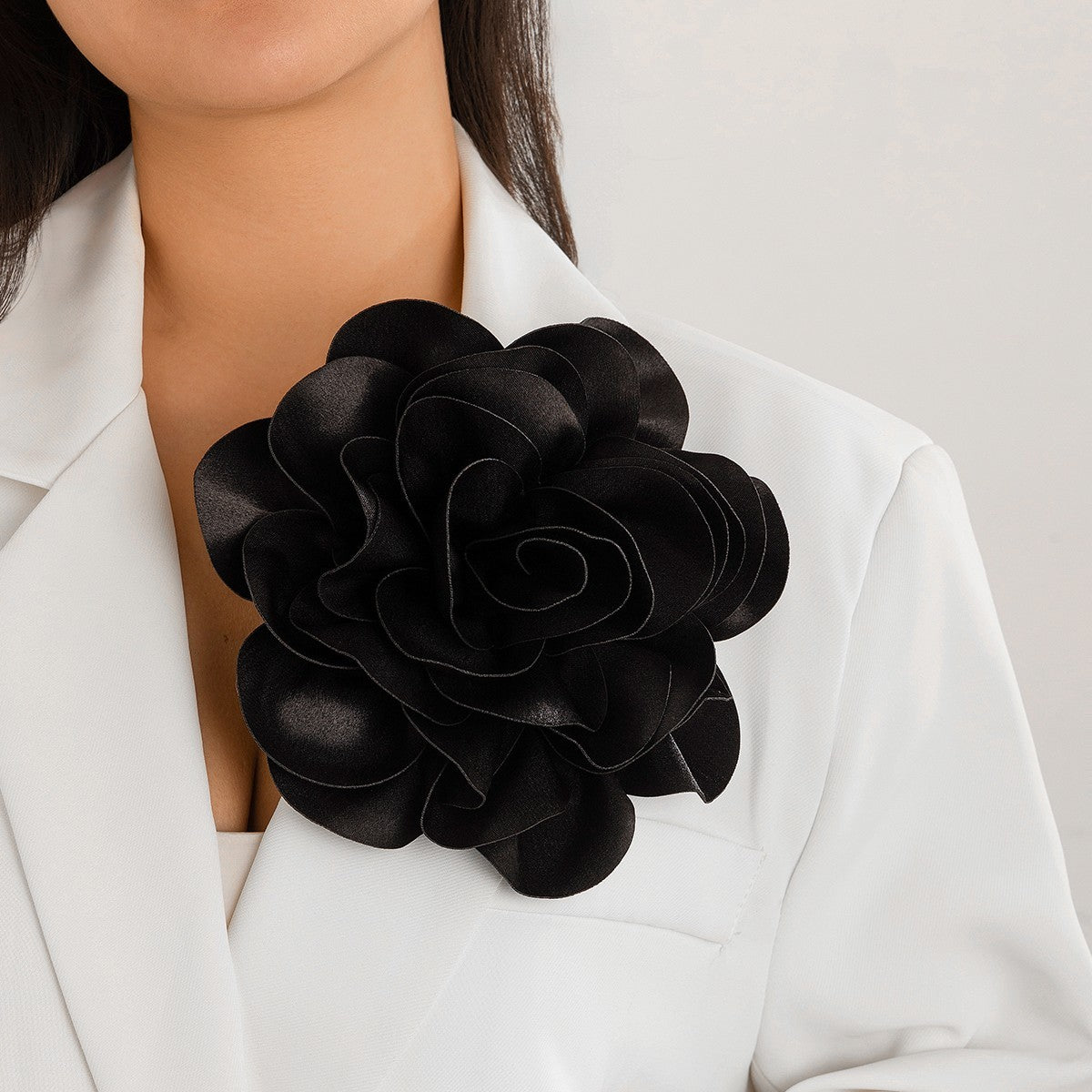 3pcs Large Oversized Flower Brooch Pin Set Satin Rose Floral Corsage Wedding 7.6