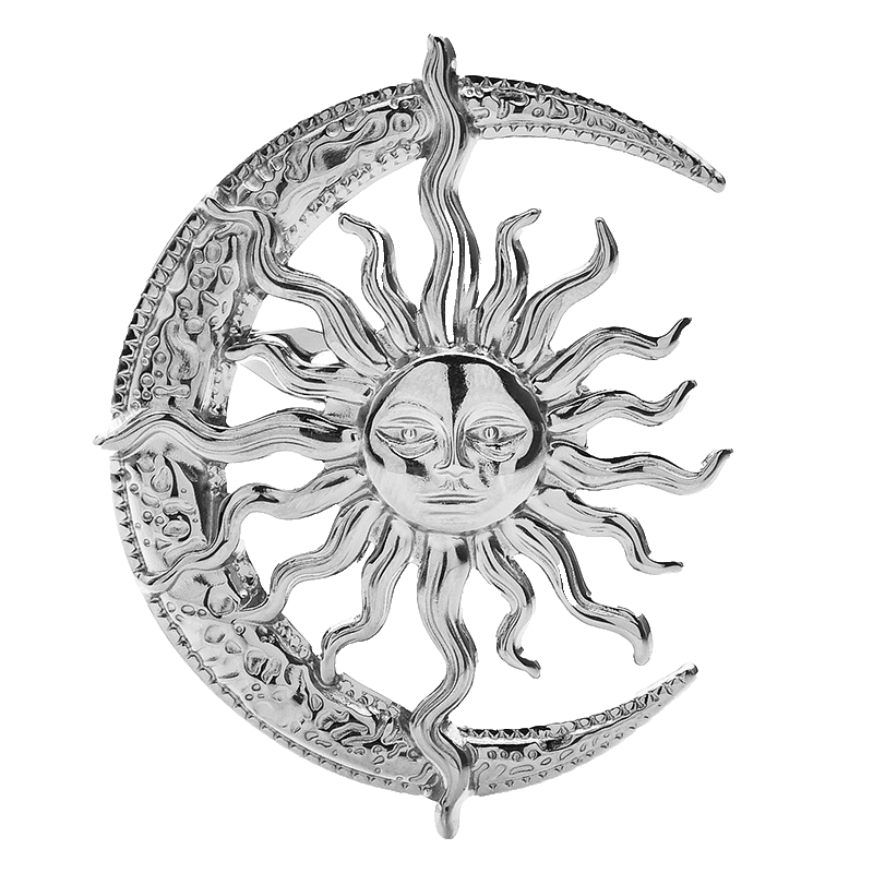 2pcs Sun Moon Brooch Celestial Stainless Steel 18k Gold Plated Pin Set