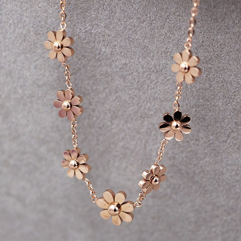 Daisy Flower Charm Bracelet 18K Rose Gold Plated Dainty Chain Jewelry Gift