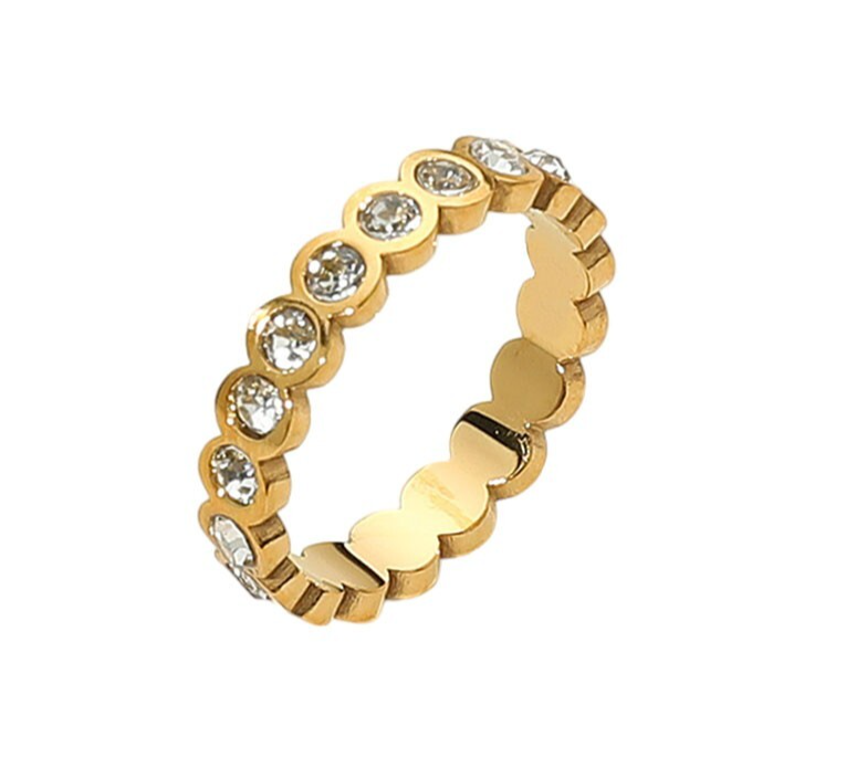 Women’s Size 7 Stainless Steel Bezel Set CZ Eternity Band Ring for Ladies