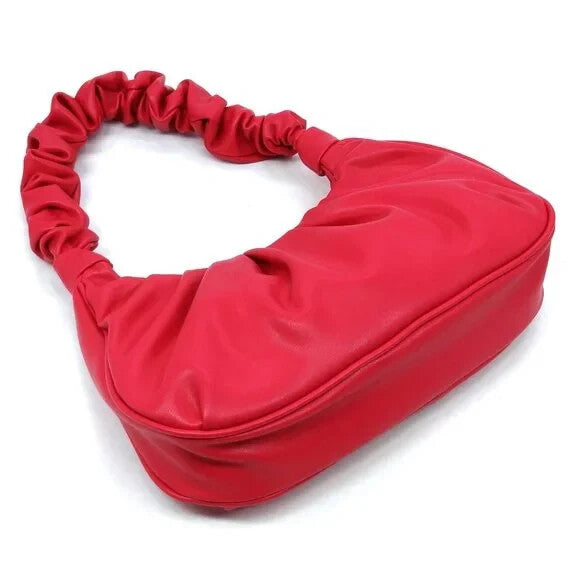 Ruched Hobo Bag for Women Shoulder Purse Soft Handbag Casual Tote Bag Pink