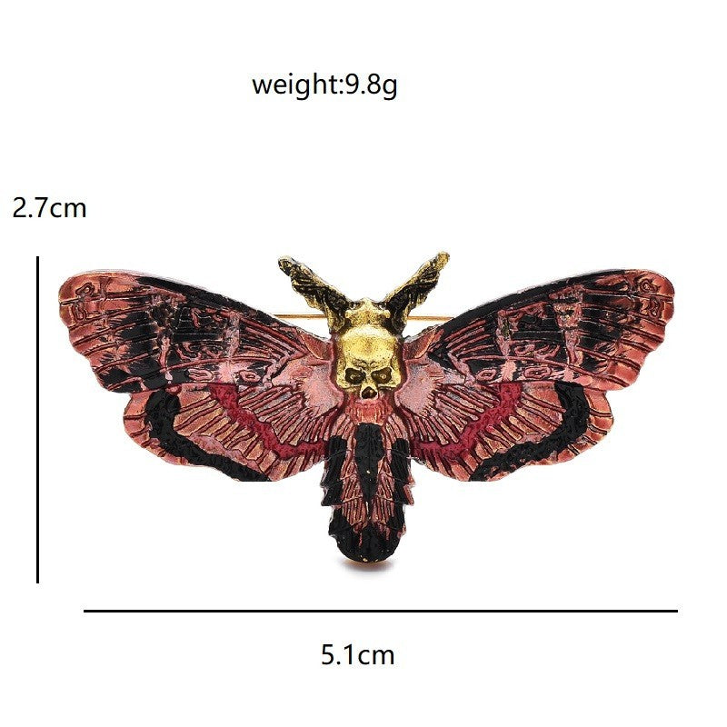 Death's Head Hawkmoth Skull Moth Brooch Pin Goth Steampunk Halloween Jewelry Gif