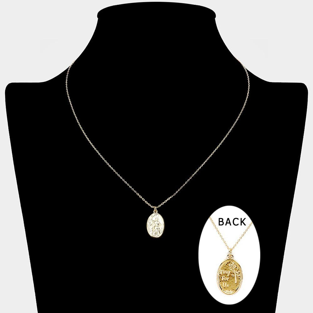 SECRET BOX 14K Gold Dipped St. Joan Of Arc Women's Round Chain Pendant Necklace