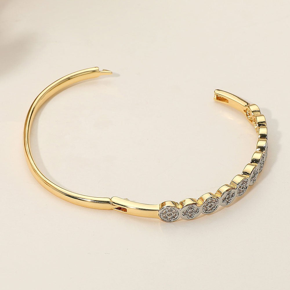 SECRET BOX Women's Stainless Steel Rhinestone Pave Circle Hinged Bangle Bracelet