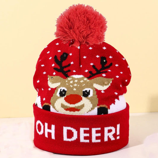 2-Pack LED Christmas Beanie Hats Flashing Holiday Light Up Knit Cap Fun