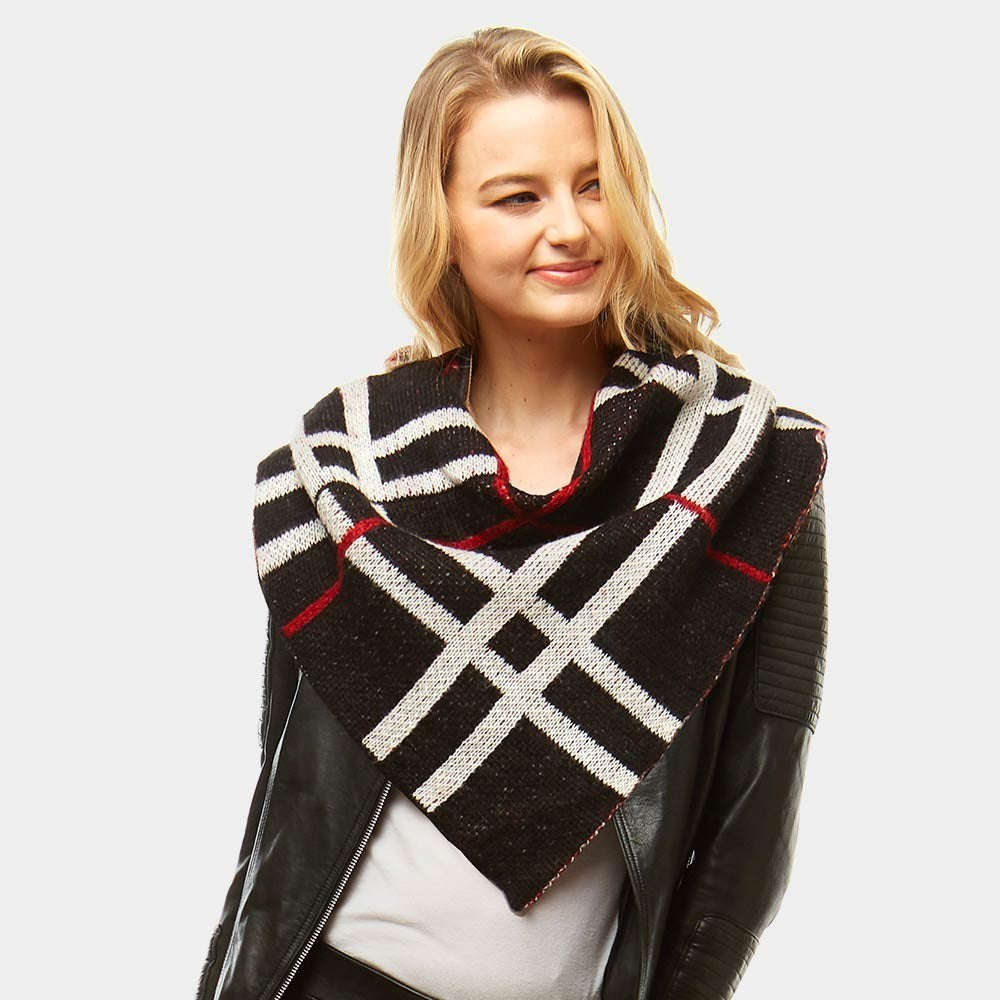 Plaid Pattern Tube Scarf Black Red White Checkered Neck Warmer Winter Fashion