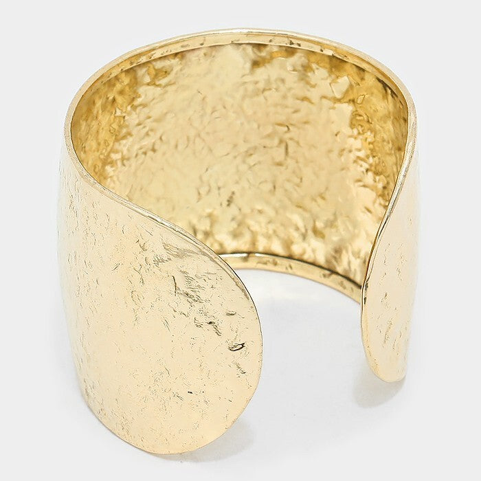 2-Pack! Wide Hammered California Cuff Bracelet Set | Gold Tone & Patina Copper