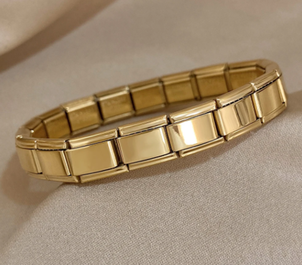 Women’s Stainless Steel 9mm Link Bracelet Gold Tone Chain Fashion Jewelry