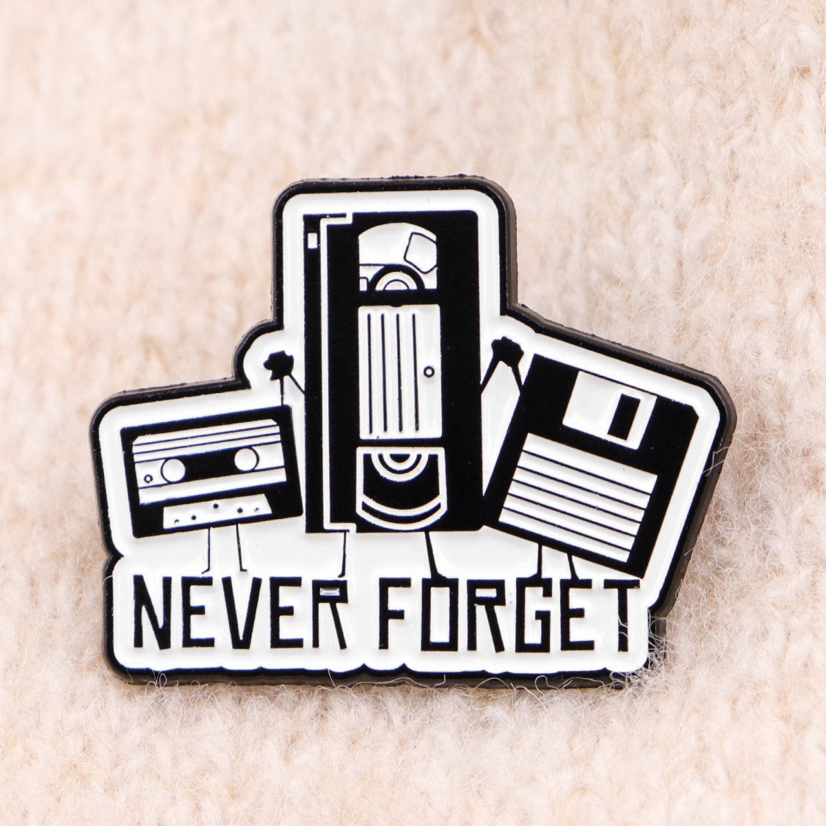 3 Pcs Never Forget Cassette VHS Floppy Disk Pin Brooch Retro 80s 90s Enamel Badg