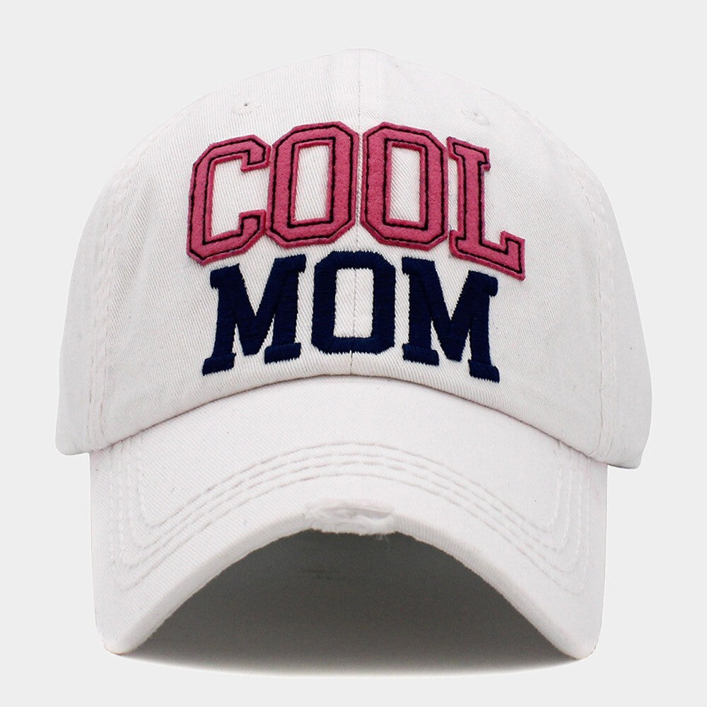 Embroidered "Cool Mom" Baseball Cap  White Adjustable Hats for Women Gift Ideas