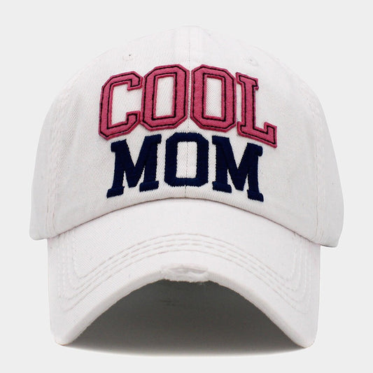 Embroidered "Cool Mom" Baseball Cap  White Adjustable Hats for Women Gift Ideas