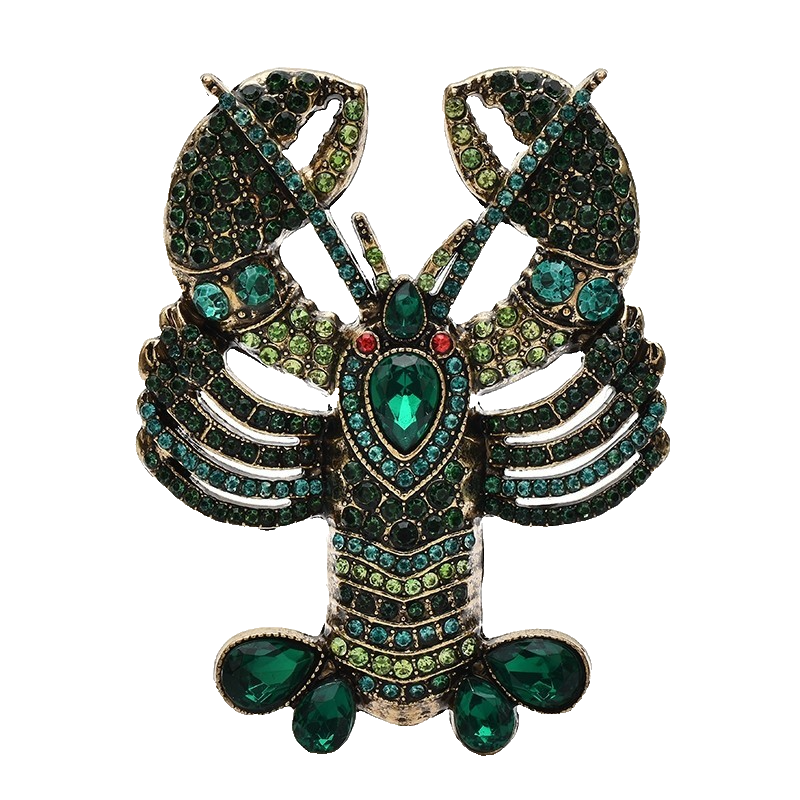 2pcs Lobster Brooch Pin Rhinestone Crystal Animal Marine Life Crustacean Jewelry