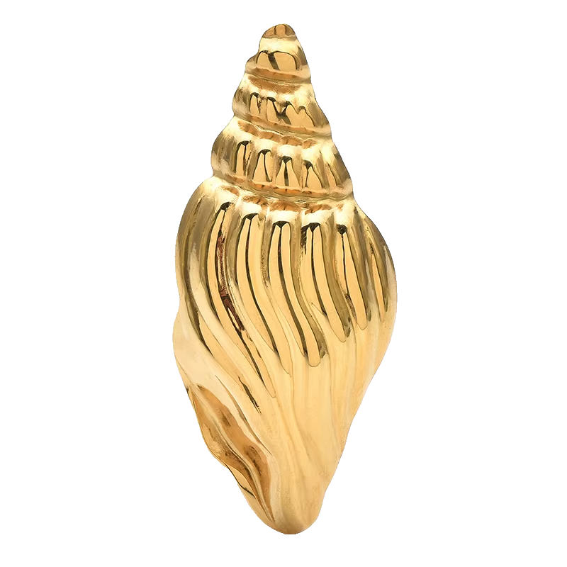 2pc Gold & Silver Shell Brooch Set 18K Plated Stainless Steel Pin Nautical Gift