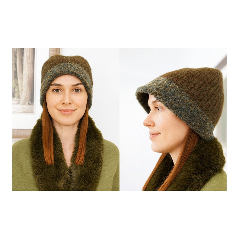 Women's One Size Stylish Knitted Warm Winter Bonnet Style Fitted Hat Pink Purple