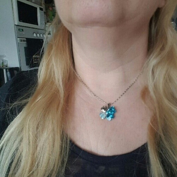 Good Luck Charm Four Leaf Clover Crystal Pendant Necklace for Women