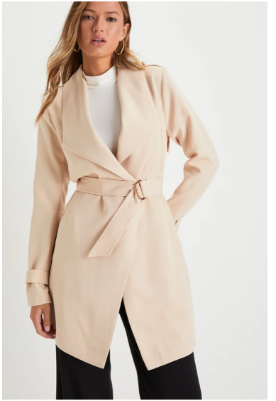 Winnipeg Beige Trench Coat for Women Classic Lightweight Long Belted Jacket