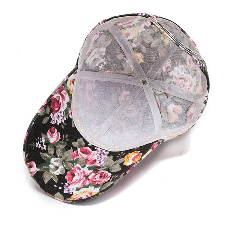 Women's Floral Print Baseball Cap Adjustable Summer Cotton Sun Hat