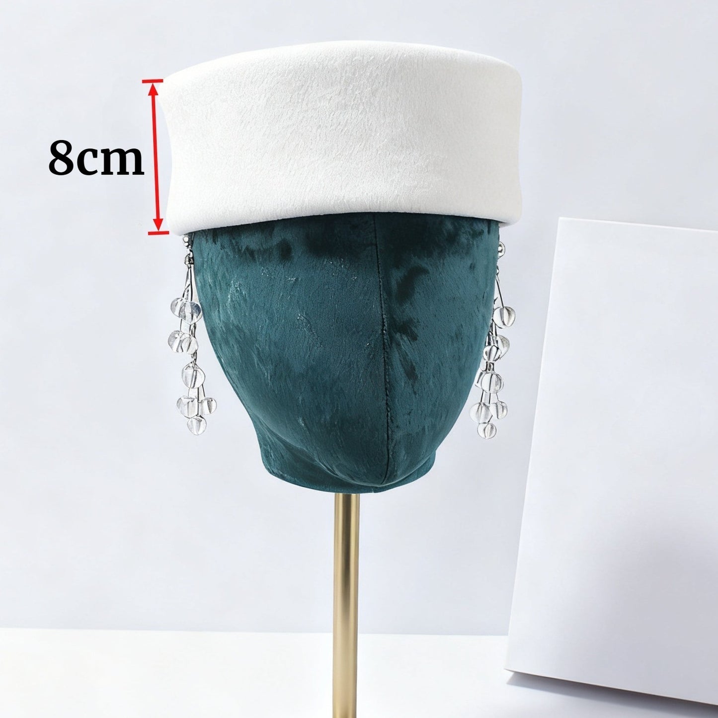 Vintage 100% Wool Pillbox Hat White Retro Fascinator Formal Cocktail Stewardess