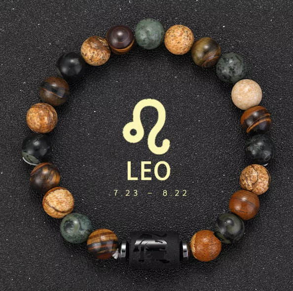 Multilayered Leo Birthstone Beaded Bracelet Zodiac Sign Jewelry Gift Idea