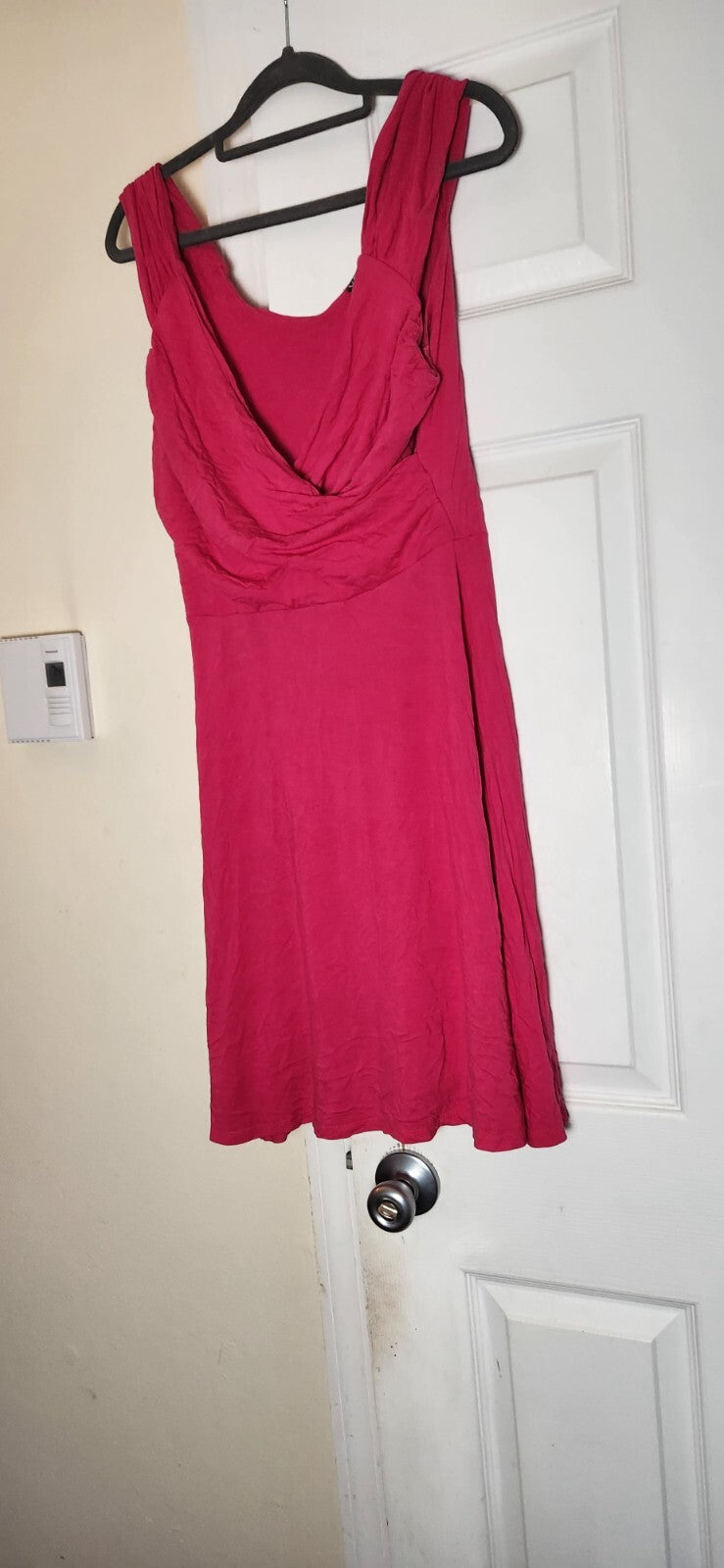 Women's Pink Midi Dress Sleeveless Hot Pink Dresses for Ladies Knee High Outfit