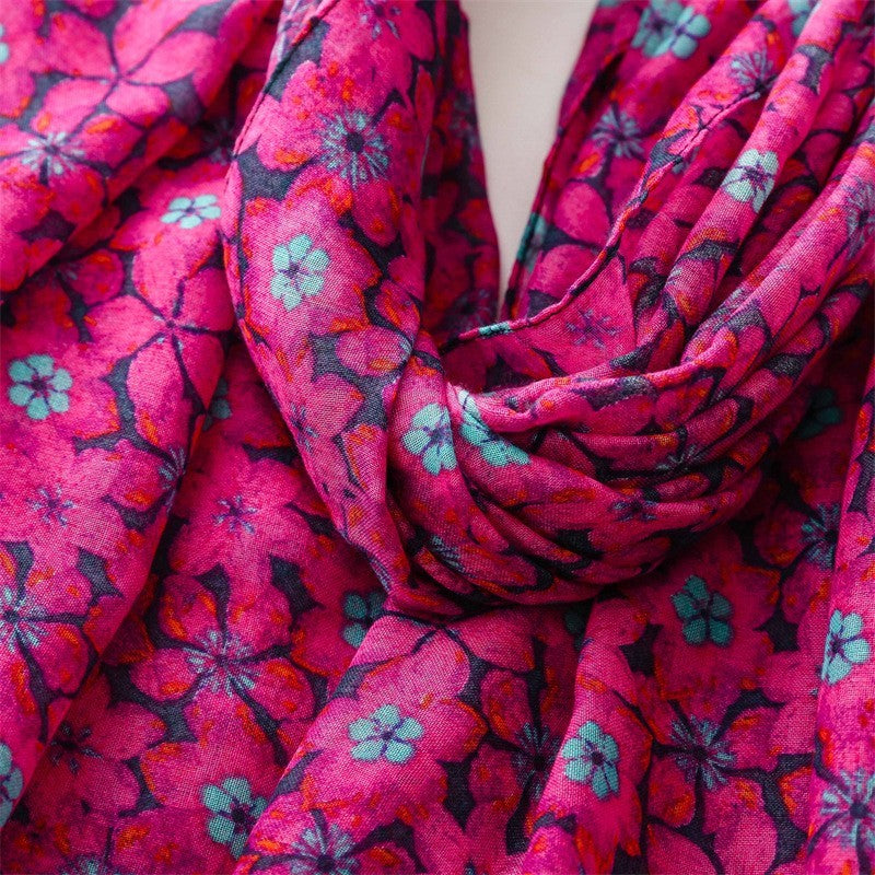 Women's Oversized Floral Print Tassel Scarf for Women Spring Pattern Scarves