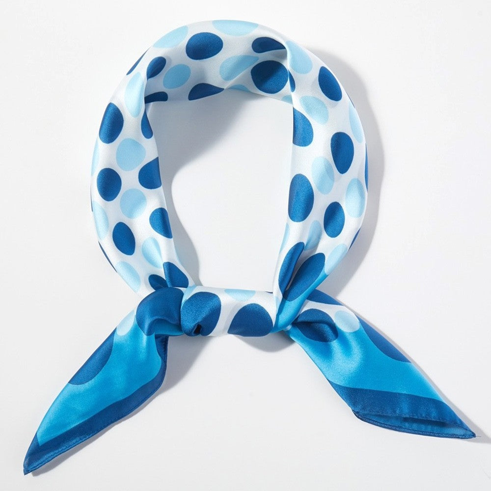 2pcs Vibrant Polka Dot Square Silk Feel Satin Neck Scarf Accessory Set