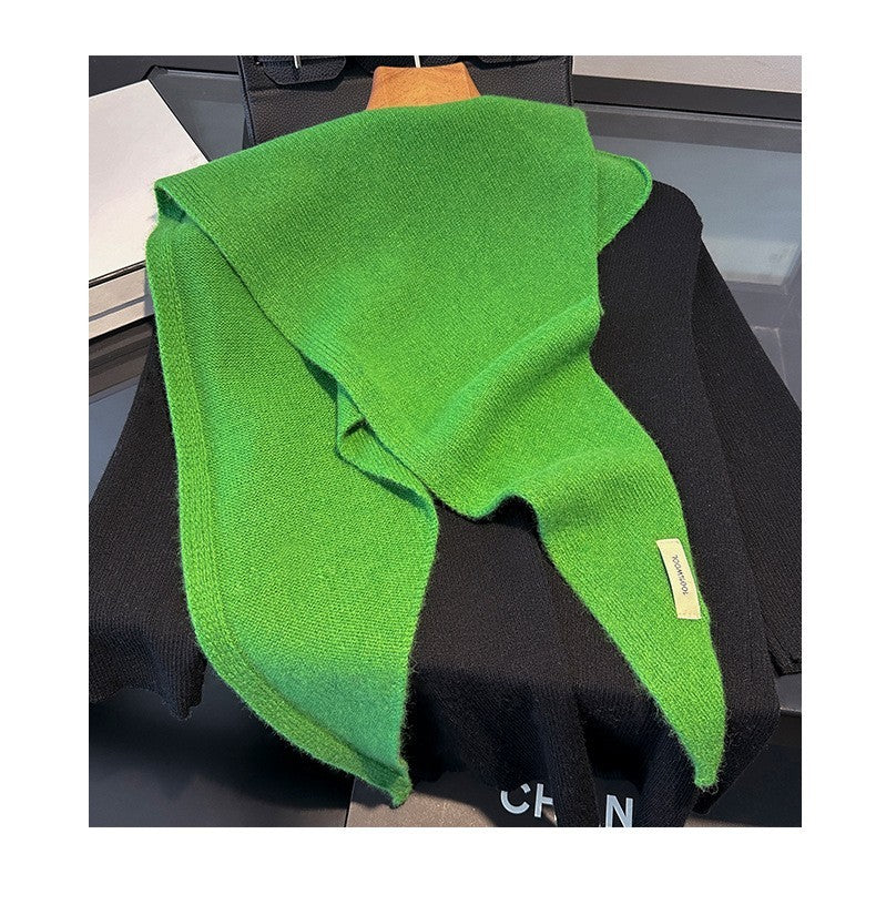 3pcs 100% Wool Triangle Scarf Set Knitted Winter Neck Wrap Gray Green Red